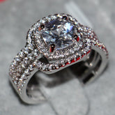 Elegant Silver Zircon Diamond Ring Set - Glöd of Sweden