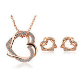 Double Diamond Heart Necklace + Earrings Set - Glöd of Sweden