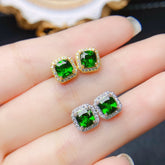 Natural Diopside Stud Earrings S925 Silver - Glöd of Sweden