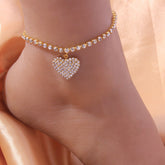 Elegant Rhinestone Love Shaped Anklet for Women - Glöd of Sweden