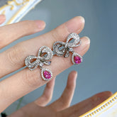 Water Drop Pink Bow Earrings - Glöd of Sweden