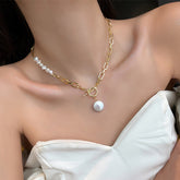 Woman Wearing Freshwater Pearl Necklace - Glöd of Sweden