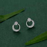 S925 Sterling Silver Moon Earrings with Diamonds - Glöd of Sweden