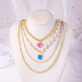 Gold Multi-Layer Smiley Face Pearl Necklace - Glöd of Sweden