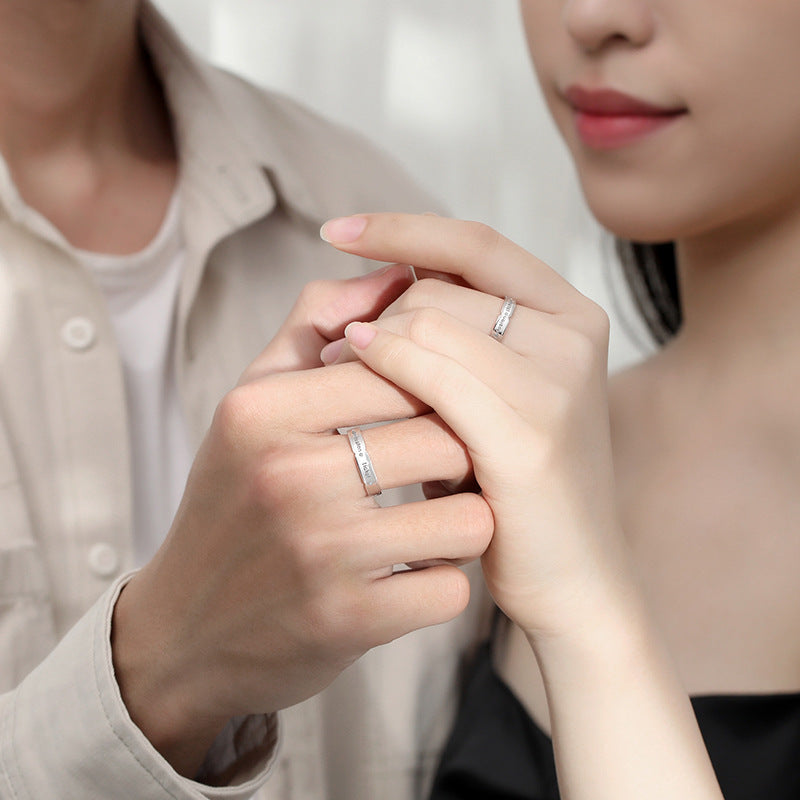Adjustable Sterling Silver Letter Couple Rings