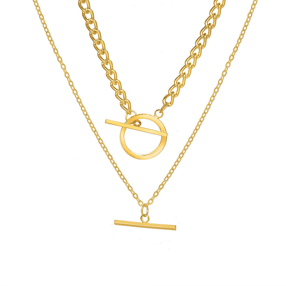 Women’s Elegant Geometric Double OT Chain Necklace - Glöd of Sweden