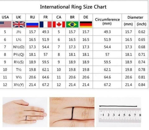 Size Chart of Elegant Silver Zircon Diamond Ring Set - Glöd of Sweden