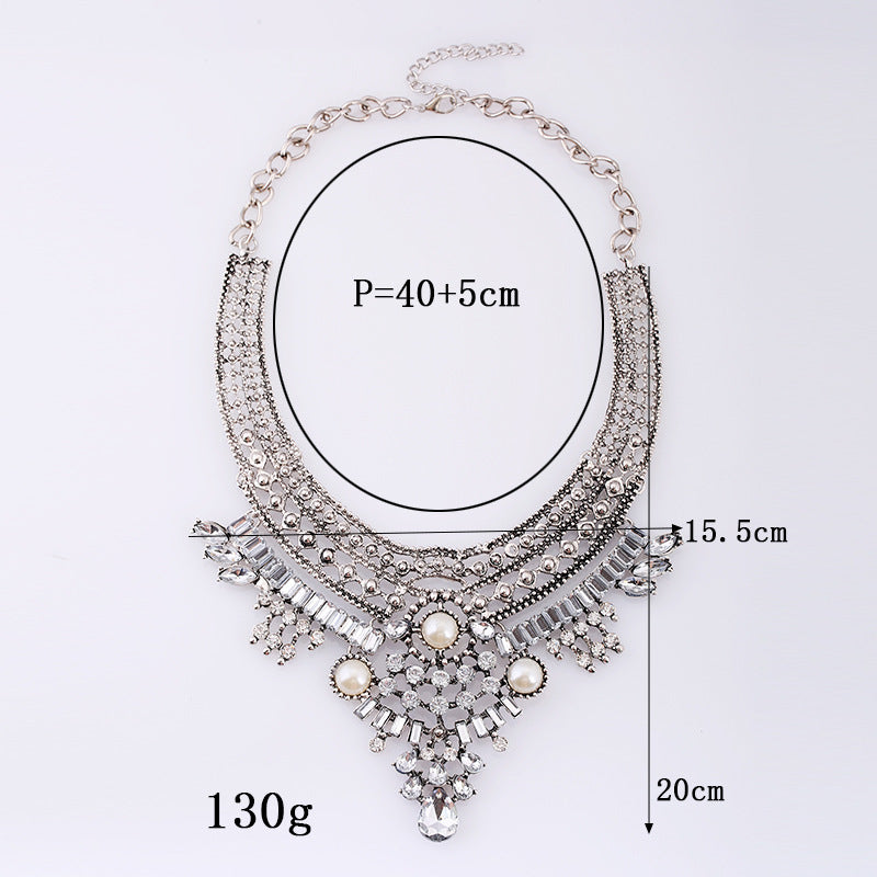 Size Details of Elegant Alloy Crystal Necklace - Glöd of Sweden