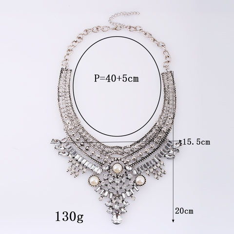 Size Details of Elegant Alloy Crystal Necklace - Glöd of Sweden