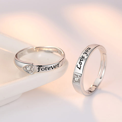Heart-Shaped Adjustable Zircon Couple Rings - Glöd of Sweden