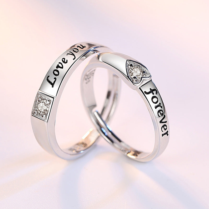 Heart-Shaped Adjustable Zircon Couple Rings - Glöd of Sweden