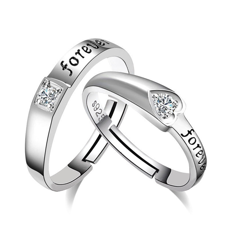 Heart-Shaped Adjustable Zircon Couple Rings - Glöd of Sweden
