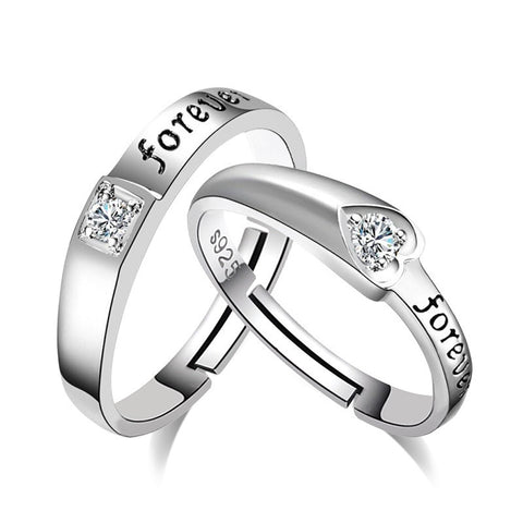 Heart-Shaped Adjustable Zircon Couple Rings - Glöd of Sweden
