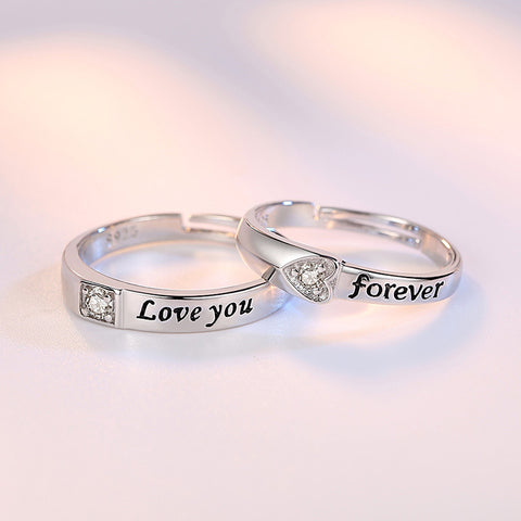 Heart-Shaped Adjustable Zircon Couple Rings - Glöd of Sweden