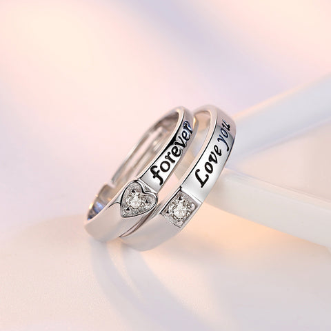 Heart-Shaped Adjustable Zircon Couple Rings - Glöd of Sweden