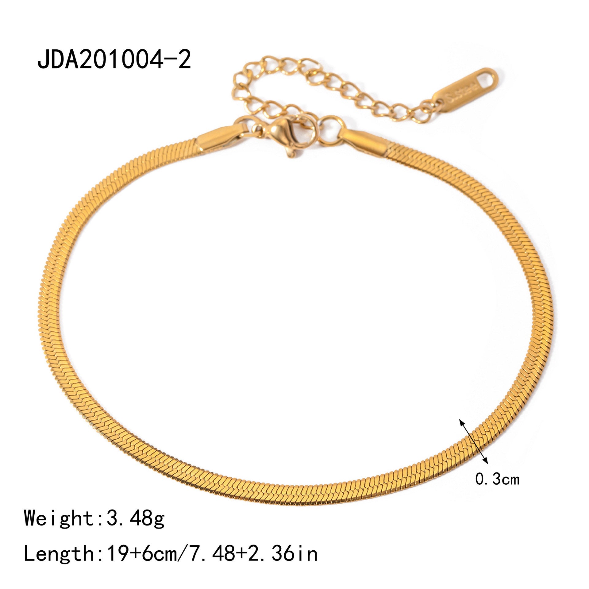 Size Details of Stainless Steel Anklet for Women - Glöd of Sweden