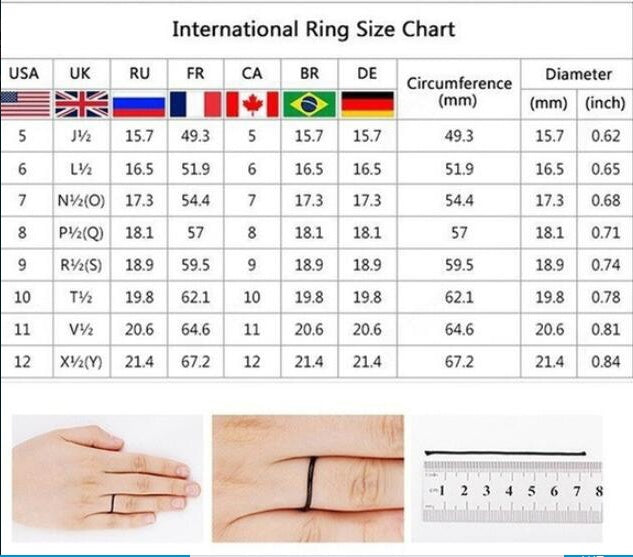 International Ring Size Chart  - Glöd of Sweden