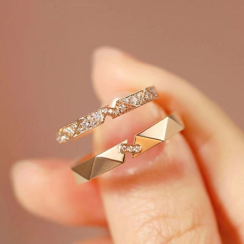 Elegant Geometric Sterling Silver Couple Rings - Glöd of Sweden