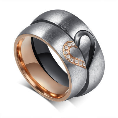 Heart-Shaped Design Micro Diamond Couple Rings