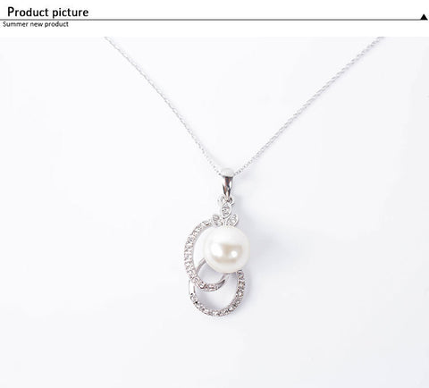 Pearl And Diamond Necklace And Earrings Two-piece Bridal Wedding Jewelry