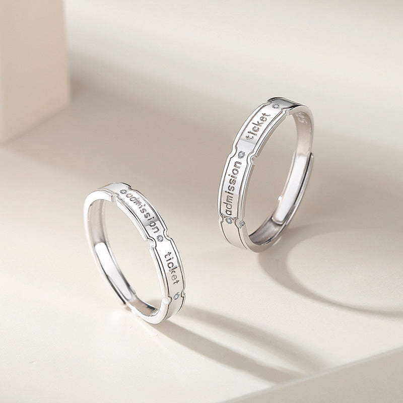 Adjustable Sterling Silver Letter Couple Rings