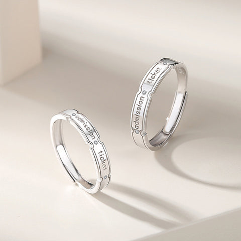 Adjustable Sterling Silver Letter Couple Rings