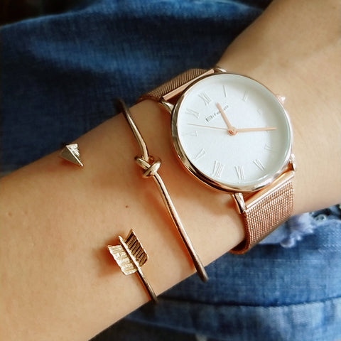 Gold Plating Arrow and Knot Bracelet Set - Glöd of Sweden