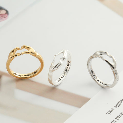 Adjustable 18K Gold & Silver Heart Couple Ring - Glöd of Sweden