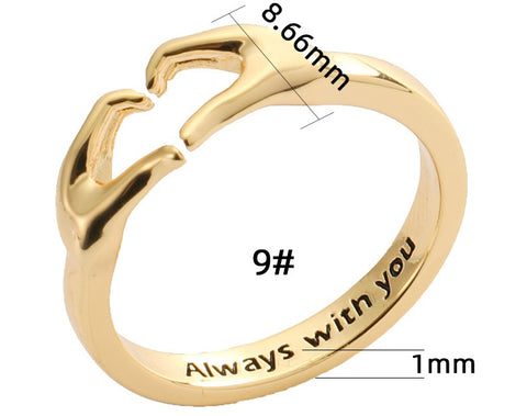 Size Details of Adjustable 18K Gold Heart Couple Ring - Glöd of Sweden