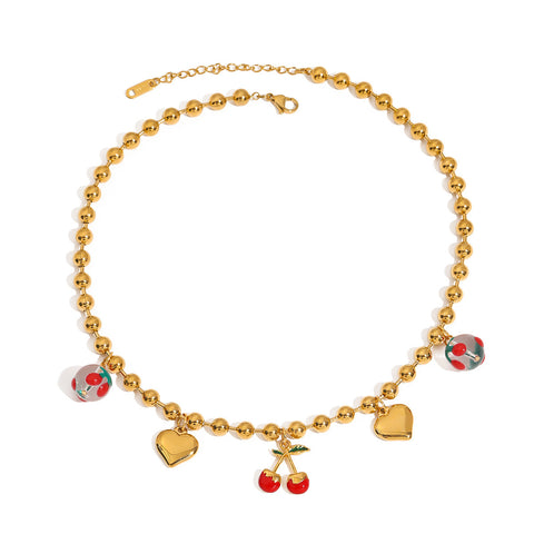 Michelle Fruit Charm Gold Necklace