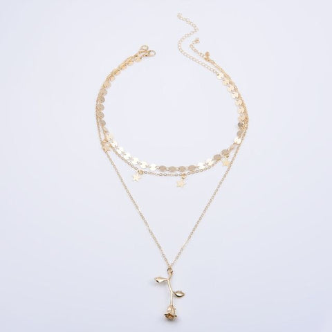 Elegant Women’s Snake Chain Design Rose Necklace - Glöd of Sweden