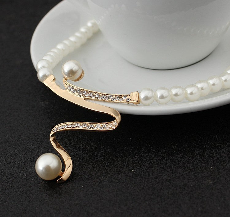 Diamond Crystal Pearl Necklace For Women
