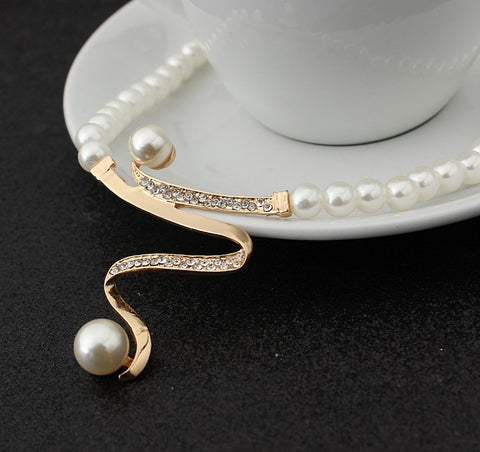 Diamond Crystal Pearl Necklace For Women