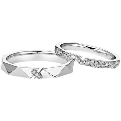 Elegant Geometric Sterling Silver Matching Rings for Couples - Glöd of Sweden