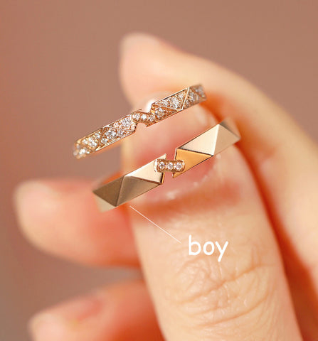 Elegant Geometric Sterling Silver Couple Rings - Glöd of Sweden