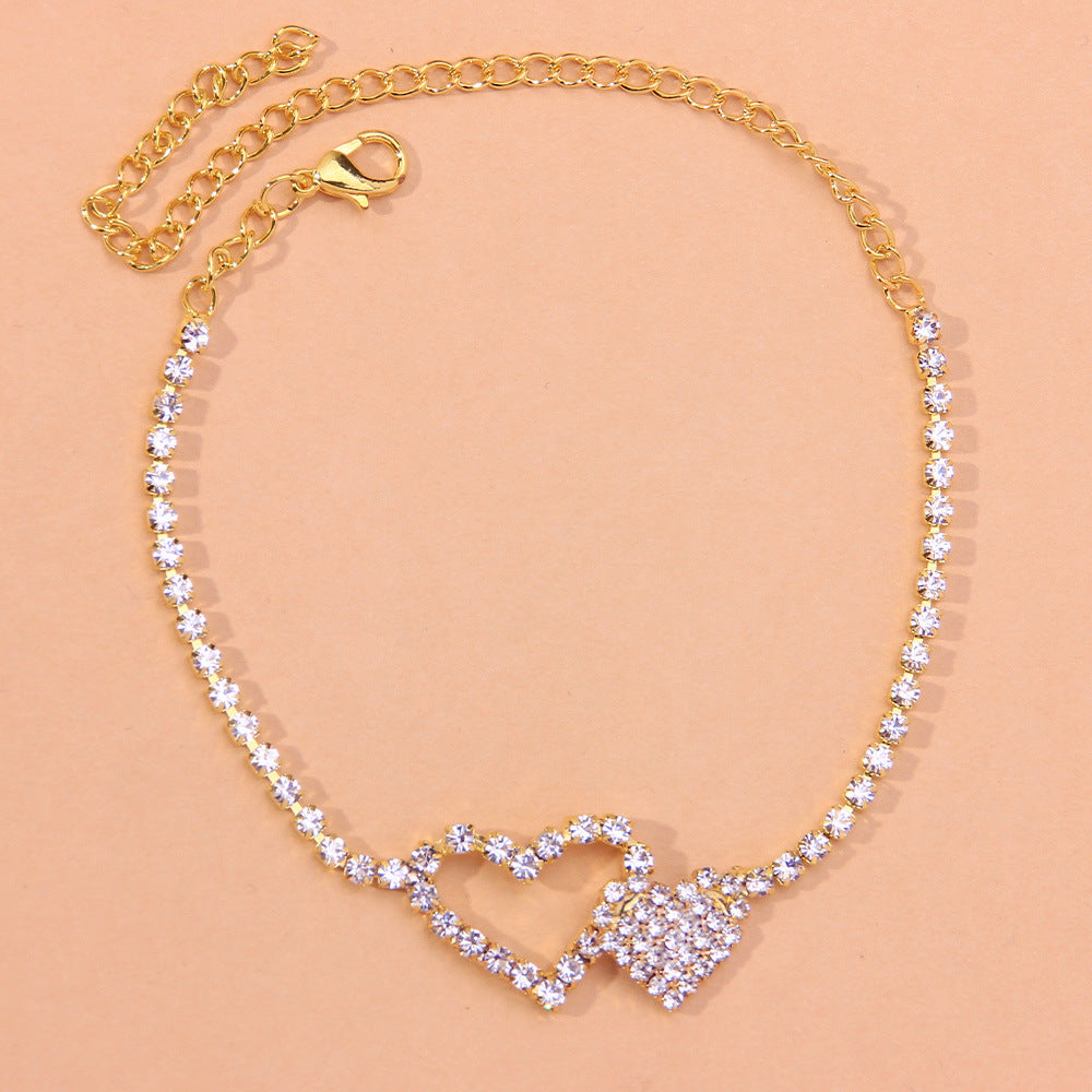Sophisticated Rhinestone Love Shaped Anklet for Women - Glöd of Sweden
