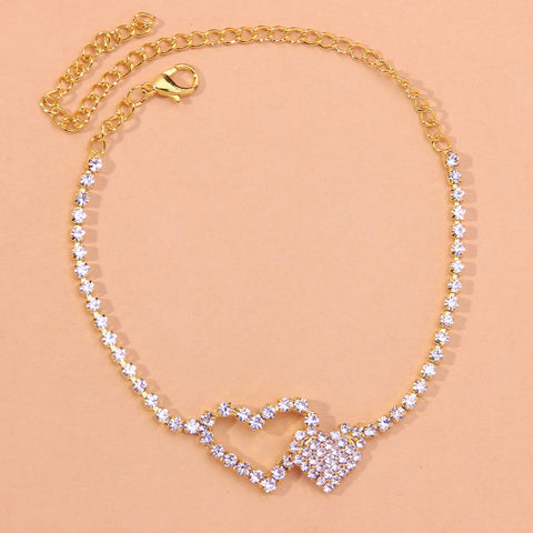 Sophisticated Rhinestone Love Shaped Anklet for Women - Glöd of Sweden