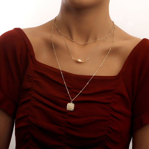 Stylish and Elegant Multilayer Spider Web Pearl Square Pendant Necklace For Women - Glöd of Sweden