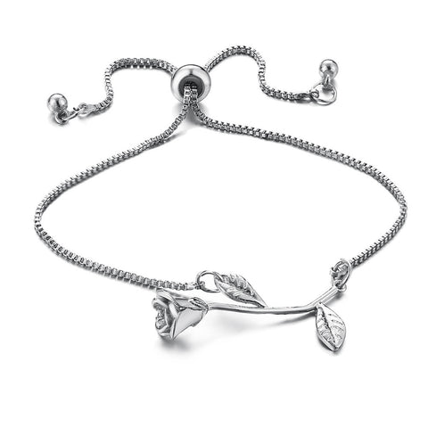 Gift, Fashion Rose Flower Charm Bracelet Ladies Girl Bracelet