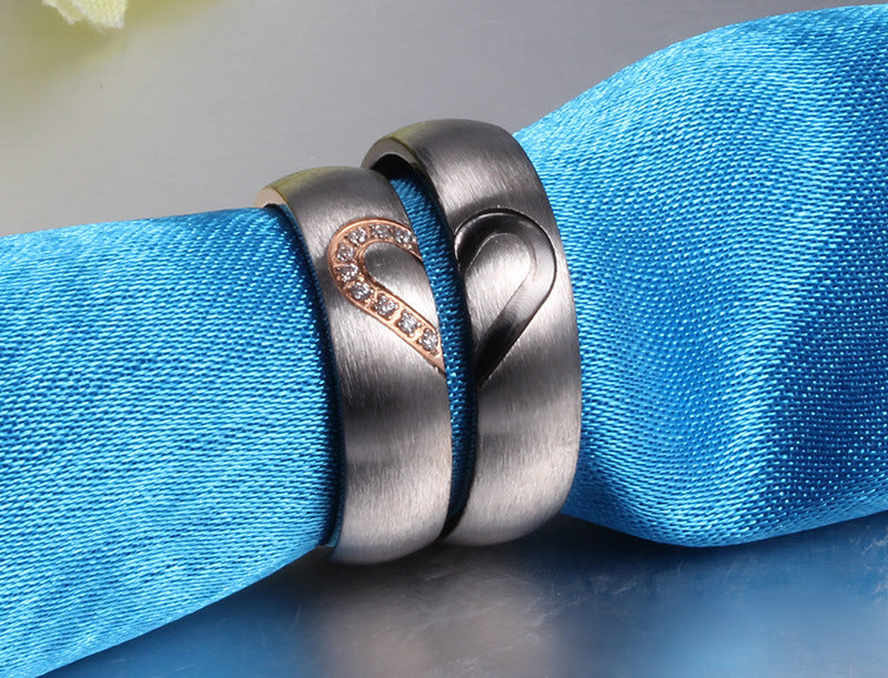 Heart-Shaped Design Micro Diamond Couple Rings