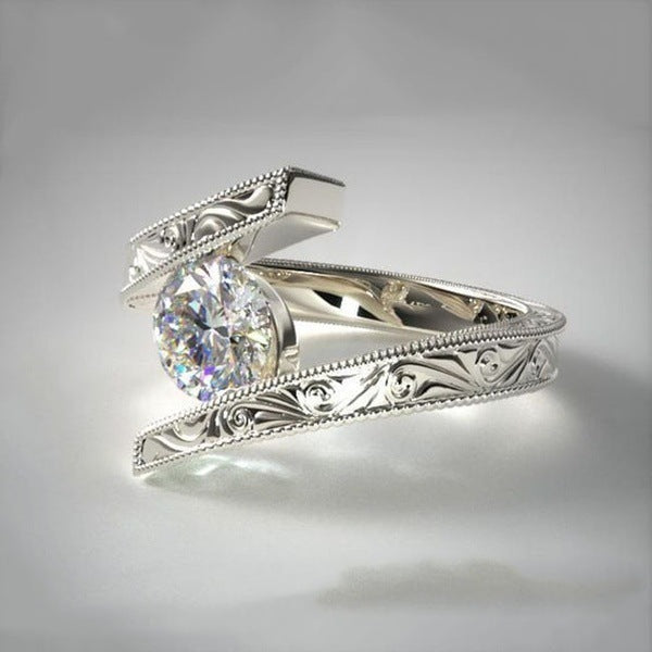 Sophisticated Cross-Border Retro Geometric Pattern Zircon Ring For Women - Glöd of Sweden