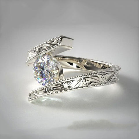 Sophisticated Cross-Border Retro Geometric Pattern Zircon Ring For Women - Glöd of Sweden