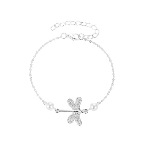 Ladies Dragonfly Pearl Anklet