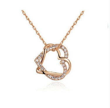 Double Diamond Heart Necklace + Earrings Set - Glöd of Sweden