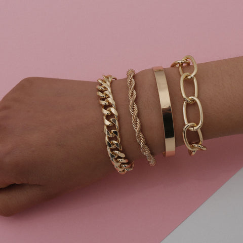 Four-piece Exaggerated Bracelet Set - Glöd of Sweden