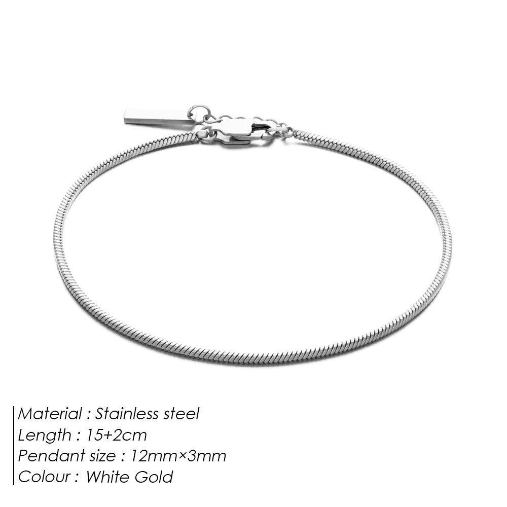 Stainless Steel Combination Simple Charm Square Chain 18K Bracelet