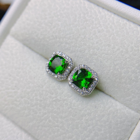 Elegant Women’s Natural Diopside Stud Earrings - Glöd of Sweden