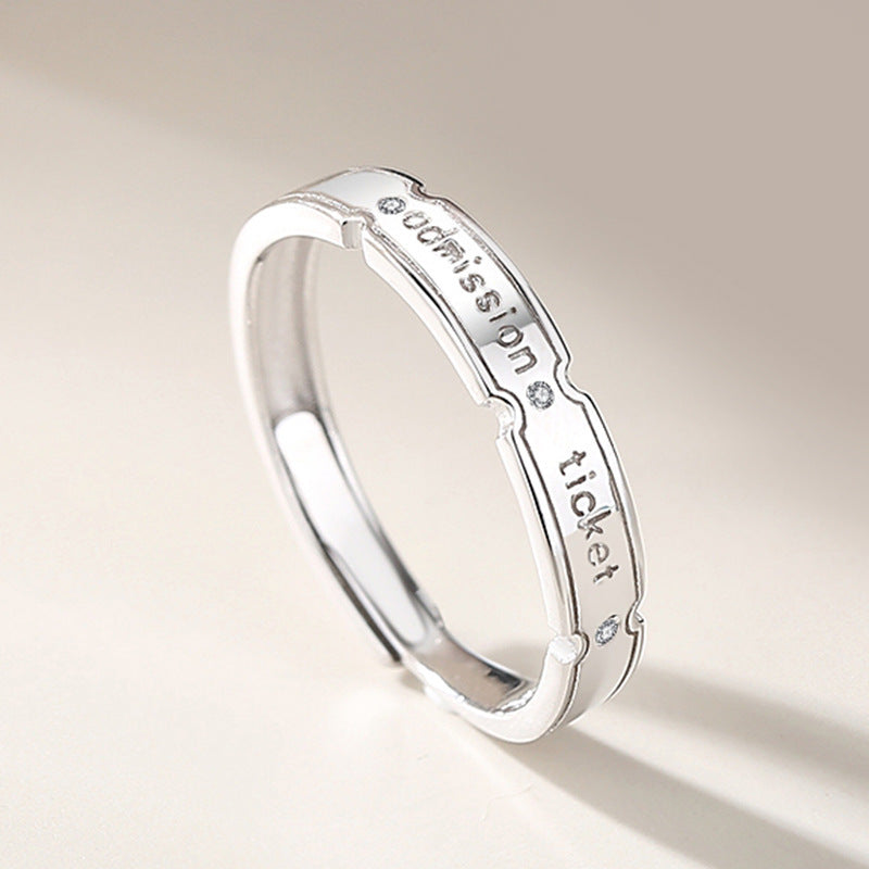 Adjustable Sterling Silver Letter Couple Rings