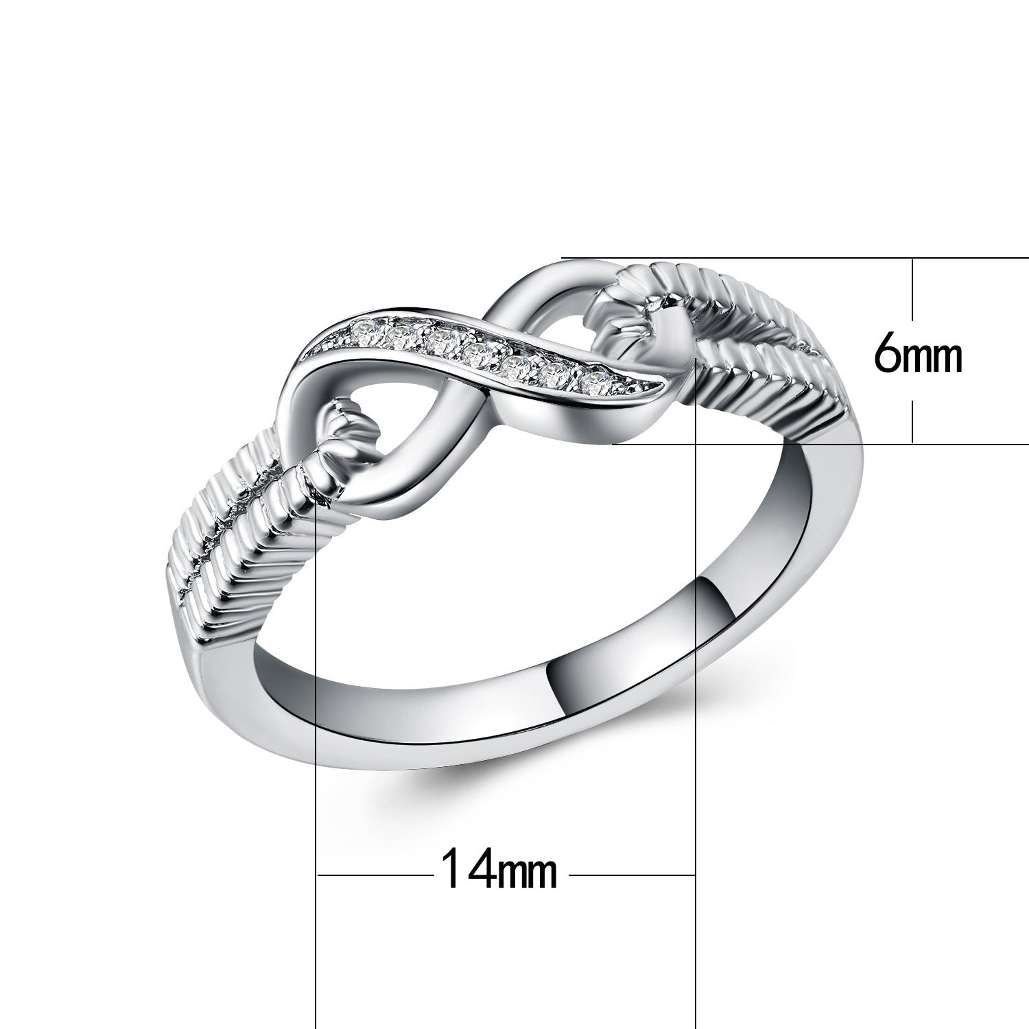 Size Details of Elegant Zircon Wedding Ring for Women - Glöd of Sweden