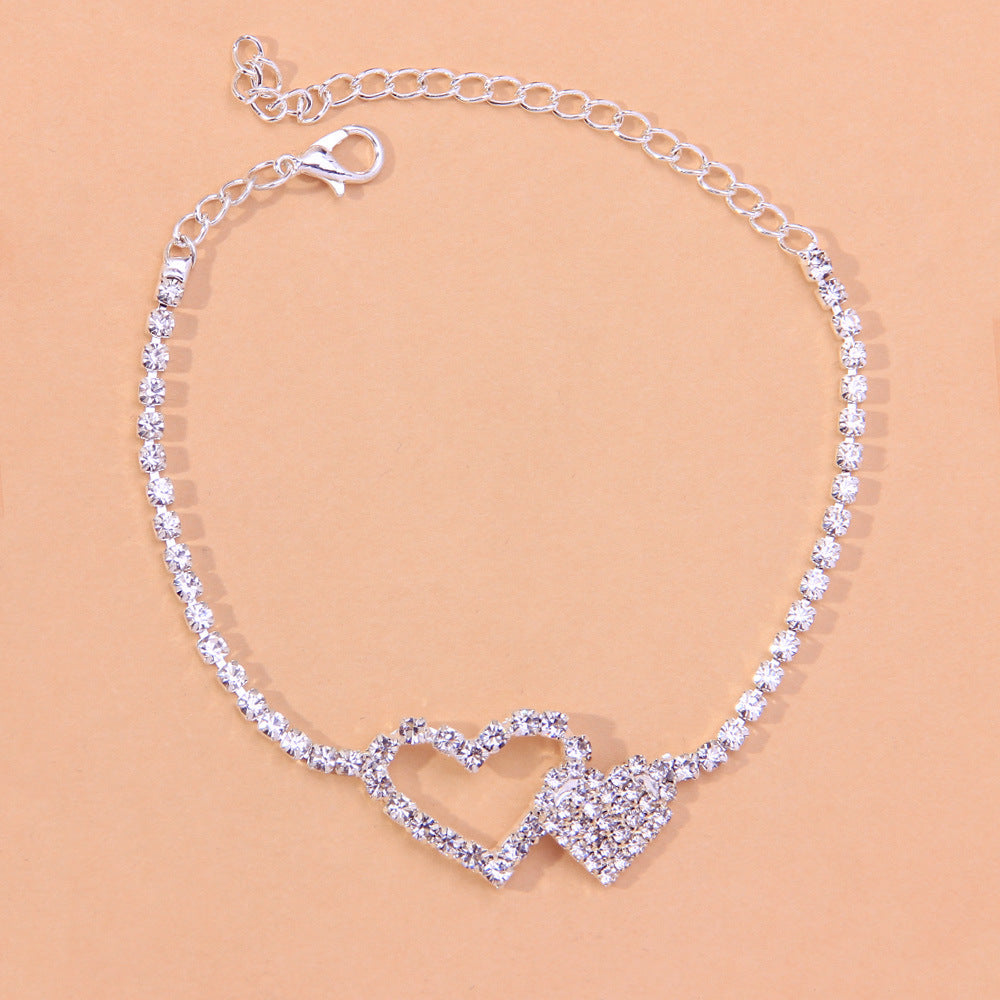 Elegant Rhinestone Love Shaped Anklet for Women - Glöd of Sweden